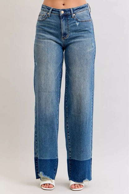 Hazel Blues® |  Judy Blue Raw Hem High Waist Column Straight Jeans