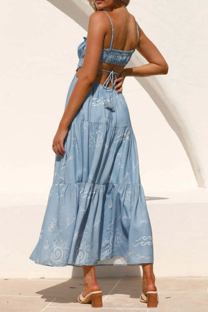 Hazel Blues® |  Cutout Printed Sleeveless Midi Cami Dress