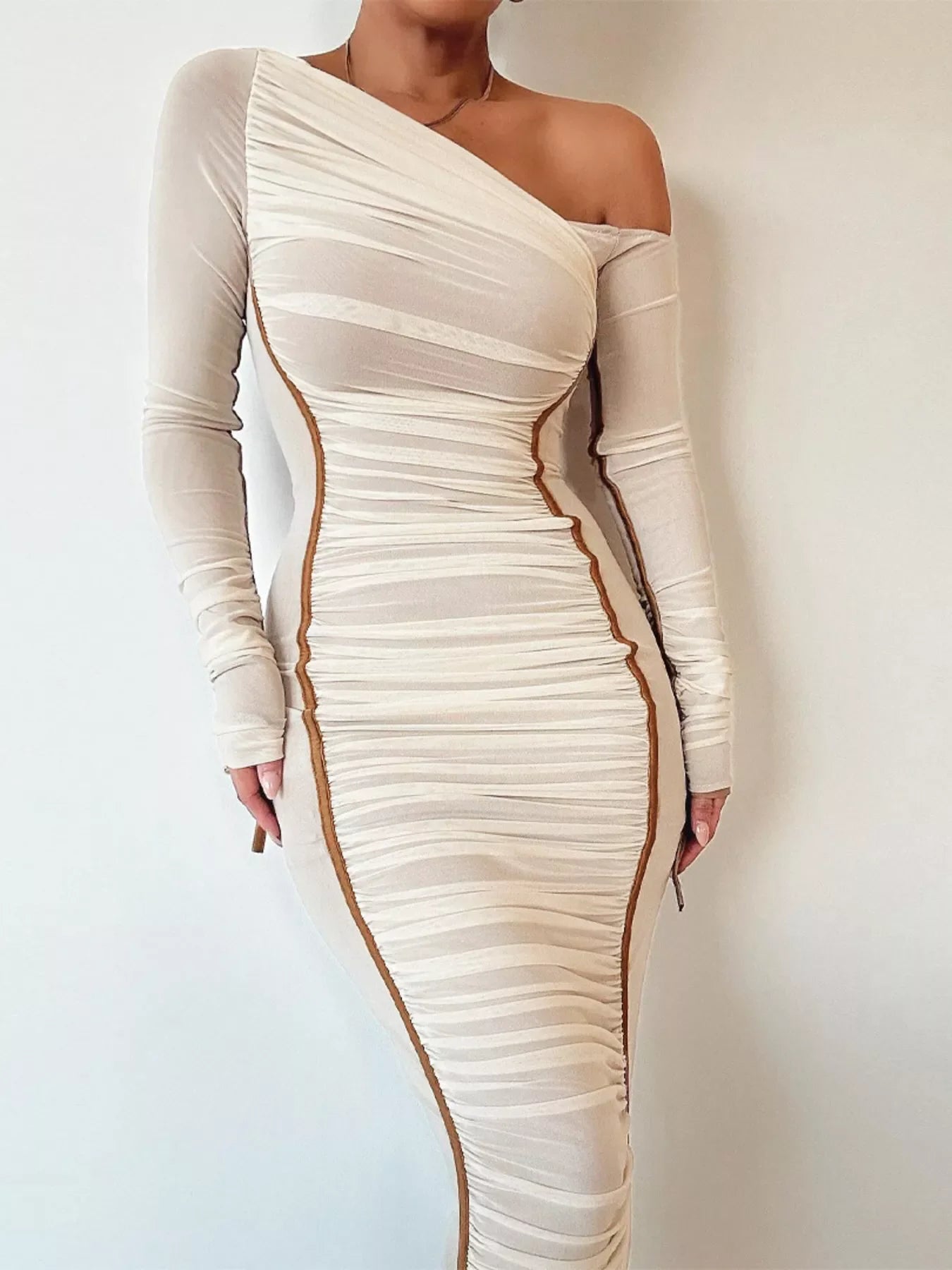 Hazel Blues® |  One-Shoulder Ruched Bodycon Midi Dress