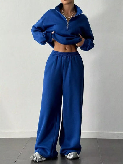 Hazel Blues® |  Half-Zip Long Sleeve Sweatshirt and Pants Set