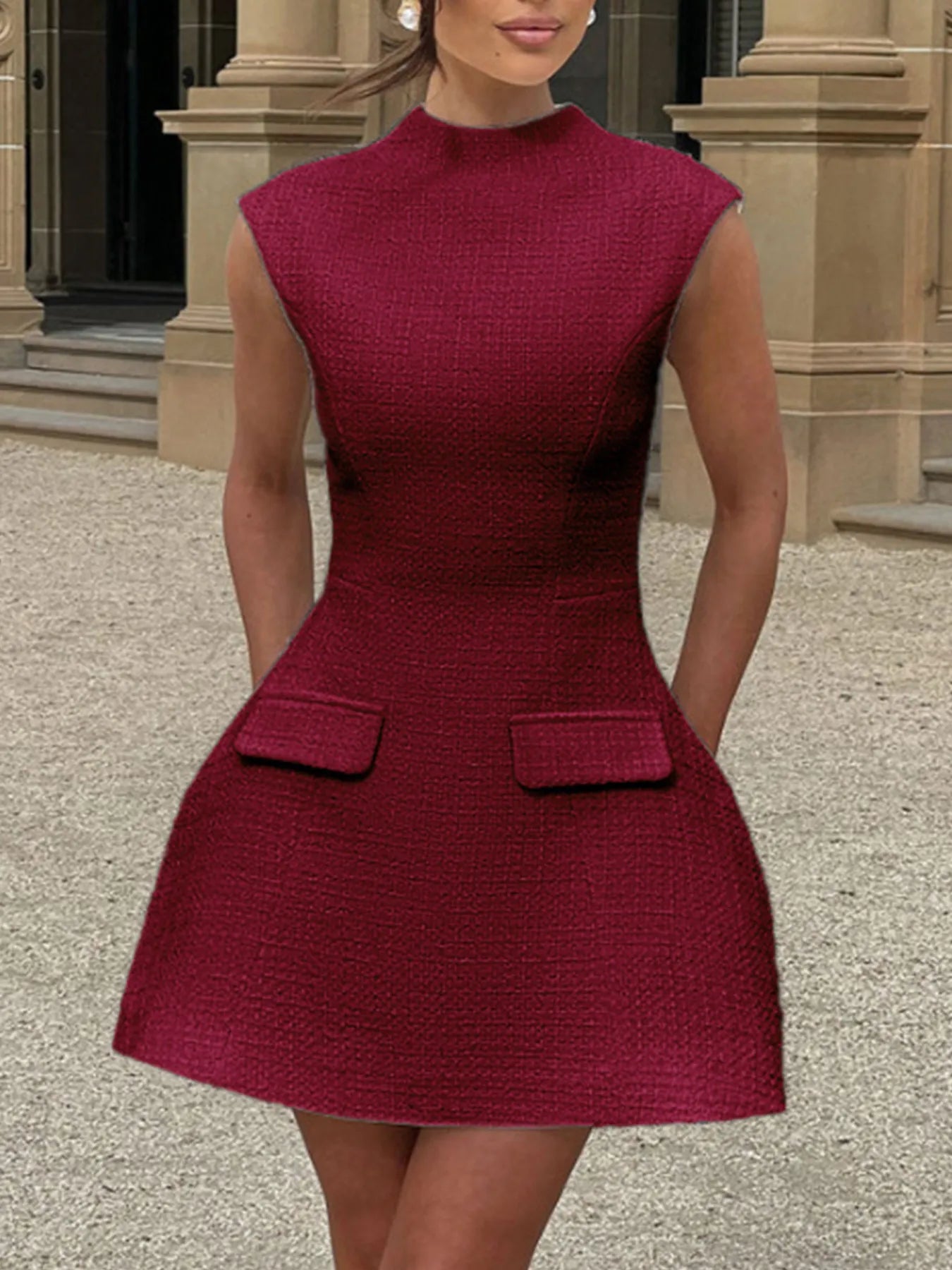 Hazel Blues® |  Cutout Back Round Neck Cap Sleeve Mini Dress