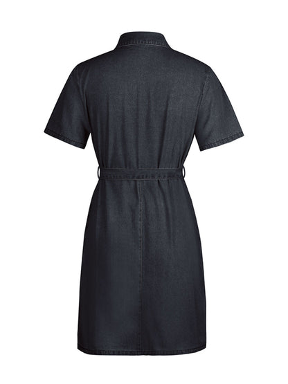 Hazel Blues® | Zip Front Short Sleeve Denim Dress