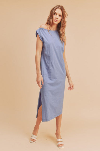 Hazel Blues® |  Aemi + Co Side Slit Round Neck Sleeveless Midi Dress