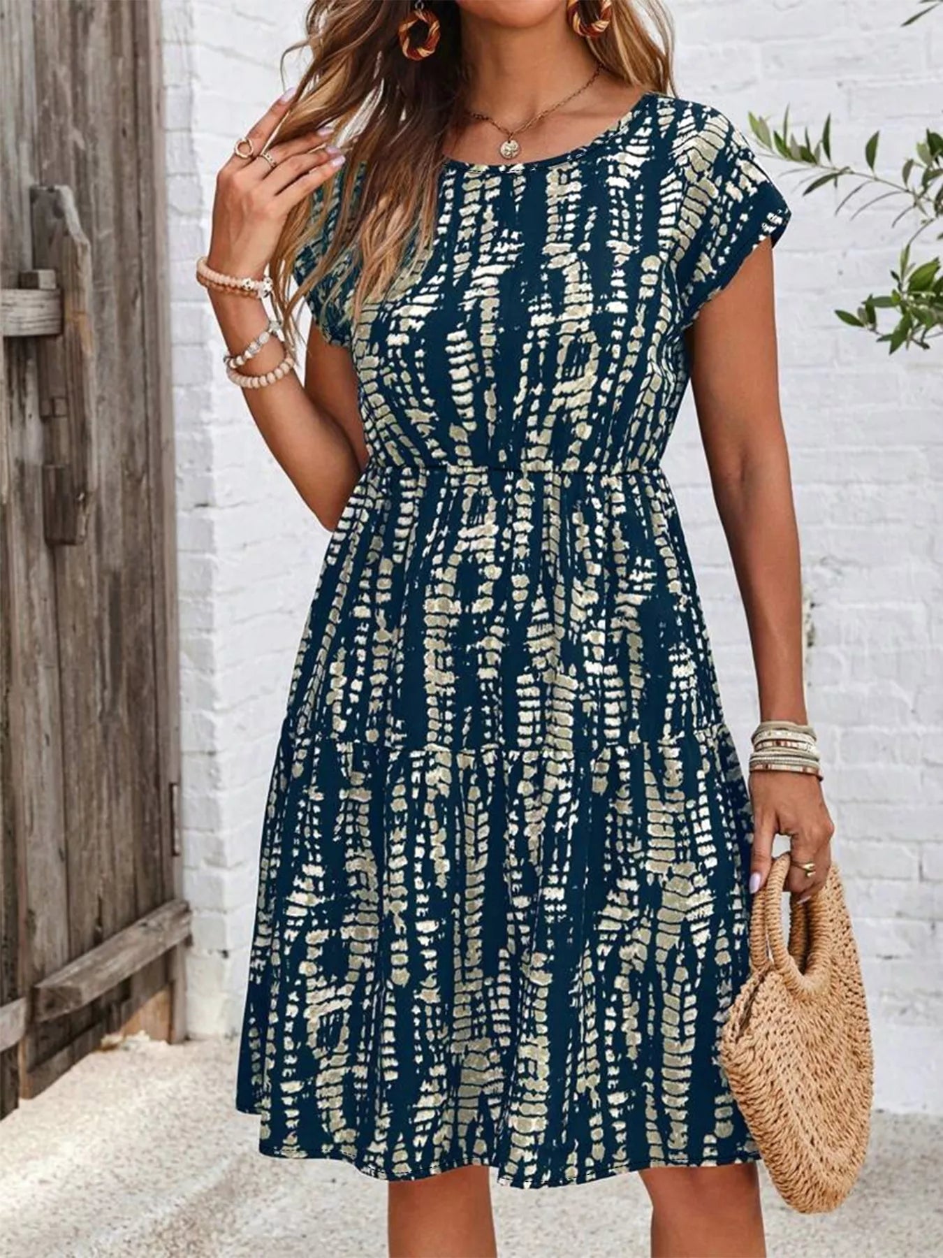 Hazel Blues® | Printed Long Sleeve Ruffle Hem Mini Dress