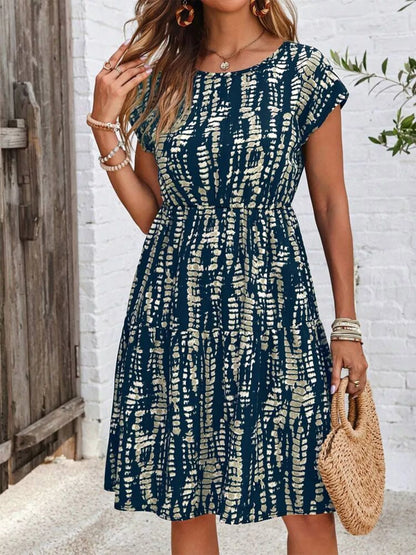 Hazel Blues® | Printed Long Sleeve Ruffle Hem Mini Dress
