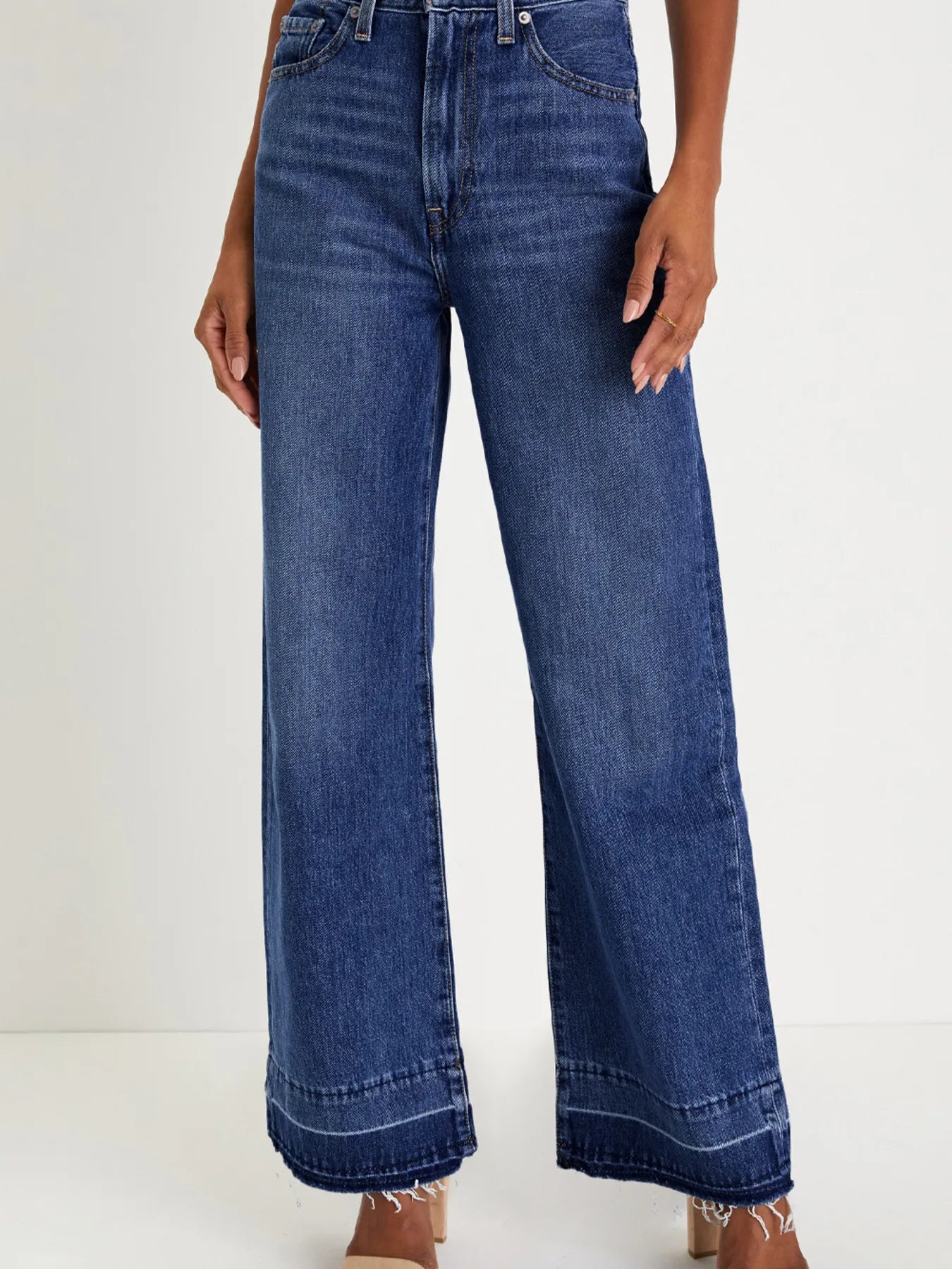 Hazel Blues® |  Raw Hem Unique Cuffs Straight High Rise Loose Jeans