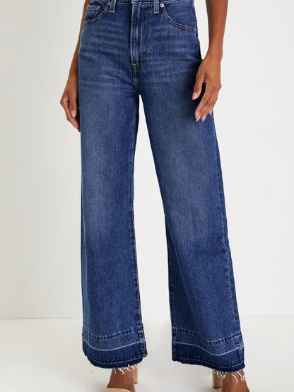 Hazel Blues® |  Raw Hem Unique Cuffs Straight High Rise Loose Jeans
