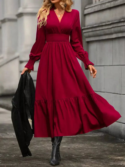 Hazel Blues® |  Surplice Long Sleeve Tiered Midi Dress
