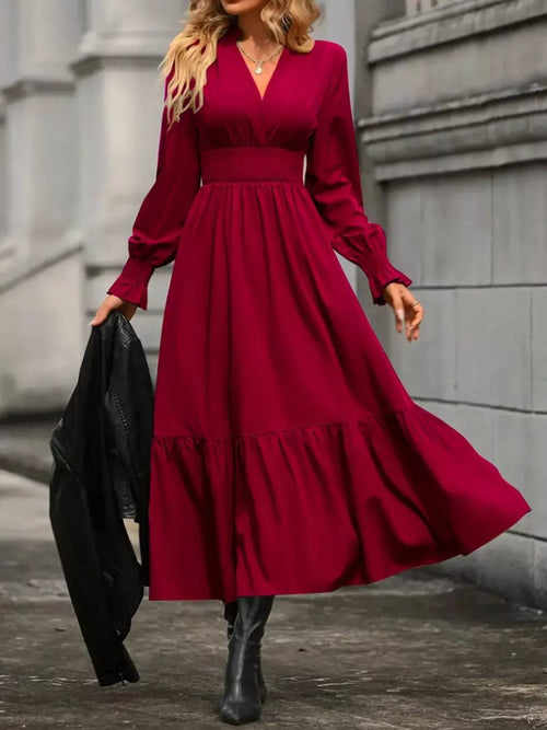 Hazel Blues® |  Surplice Long Sleeve Tiered Midi Dress