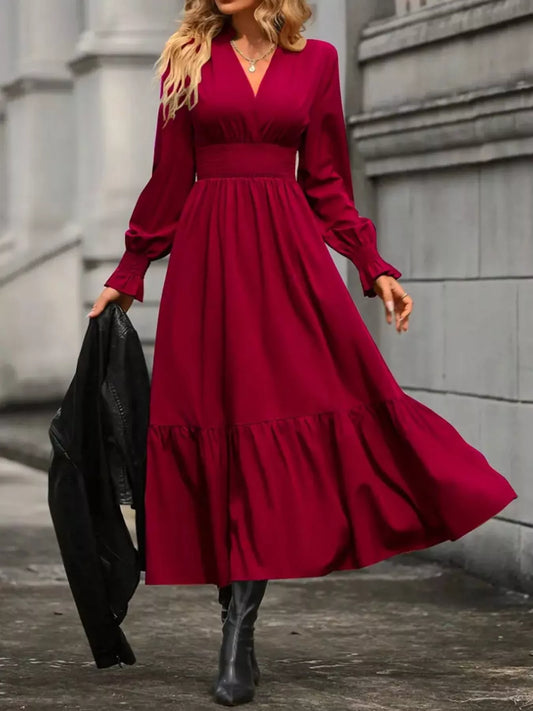Hazel Blues® |  Surplice Long Sleeve Tiered Midi Dress