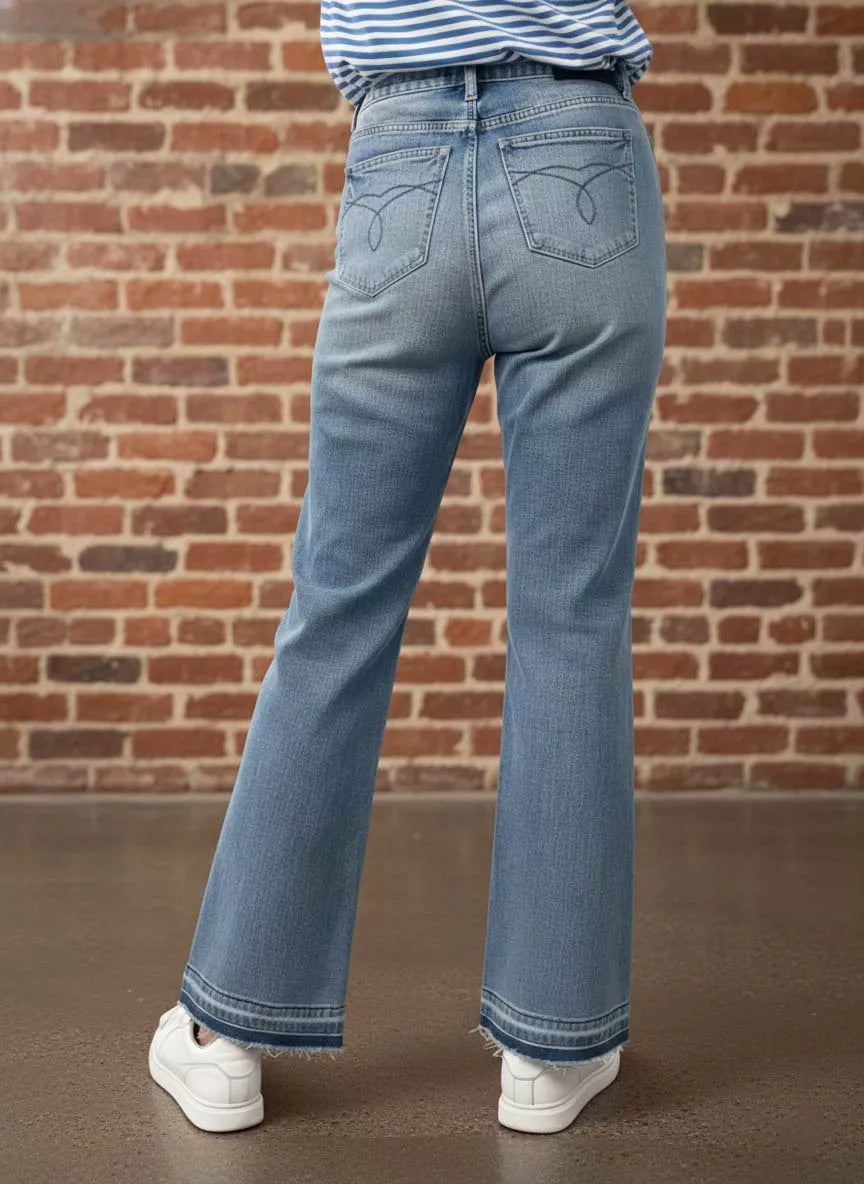 Hazel Blues® | Judy Blue Mid Rise Slim Bootcut Tummy Control Release Hem Jeans
