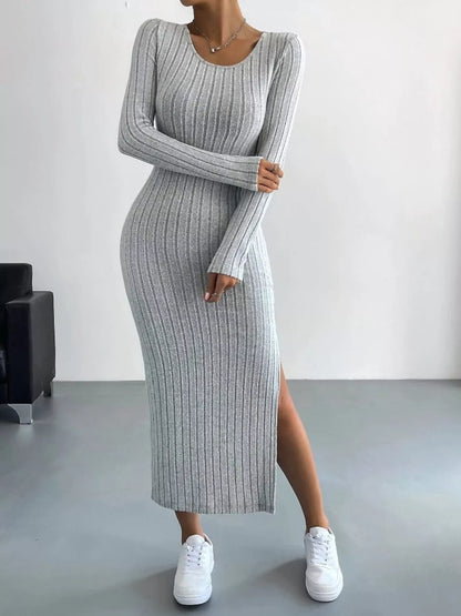 Hazel Blues® | Ribbed Knit Bodycon Midi Dress