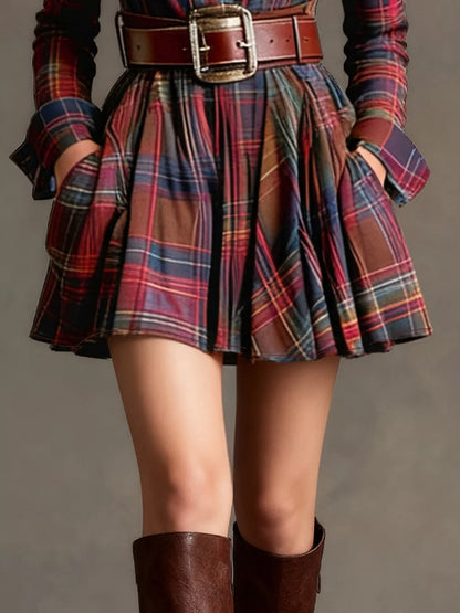Hazel Blues® |  Plaid Long Sleeve Shirt Dress