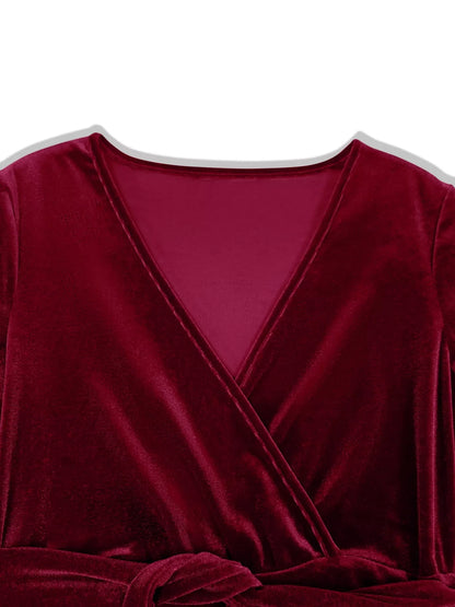 Hazel Blues® |  Velvet Wrap Surplice Maxi Dress