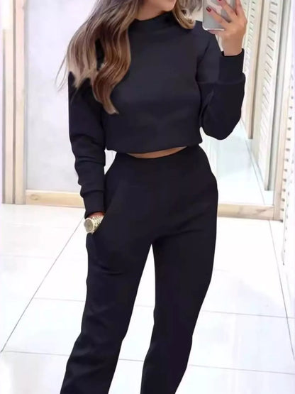 Hazel Blues® |  Casual Chic Cropped Sweatshirt and Jogger Set