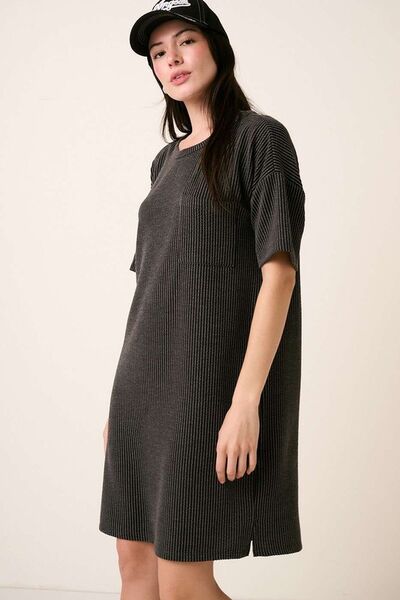 Hazel Blues® |  Mittoshop Urban Rib Knit Short Sleeve Tee Dress