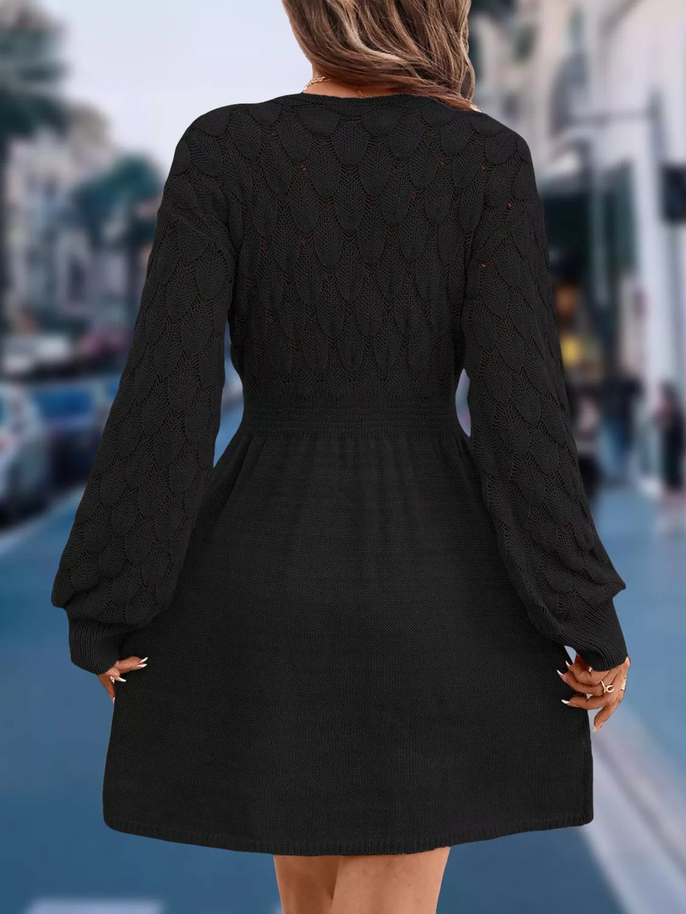 Hazel Blues® |  V-Neck Long Sleeve Sweater Dress