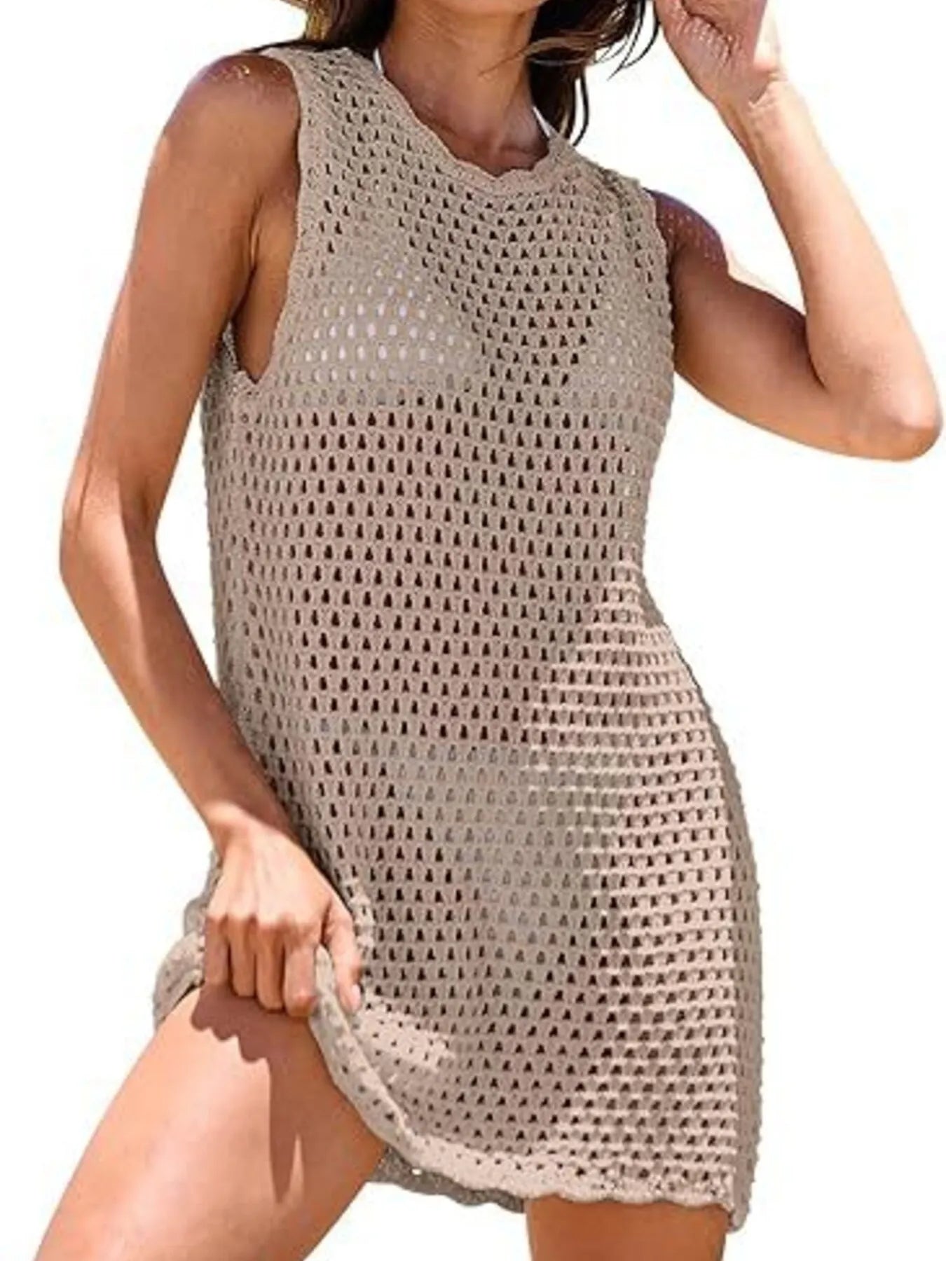 Hazel Blues® | Color Block Openwork Sleeveless Cutout Back Cover-Up
