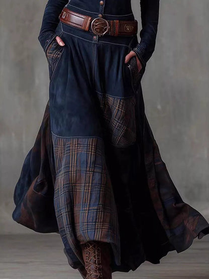 Hazel Blues® | Plaid Button Front Long Sleeve Dress