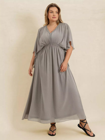 Hazel Blues® | V-Neck Flutter Sleeve Dress