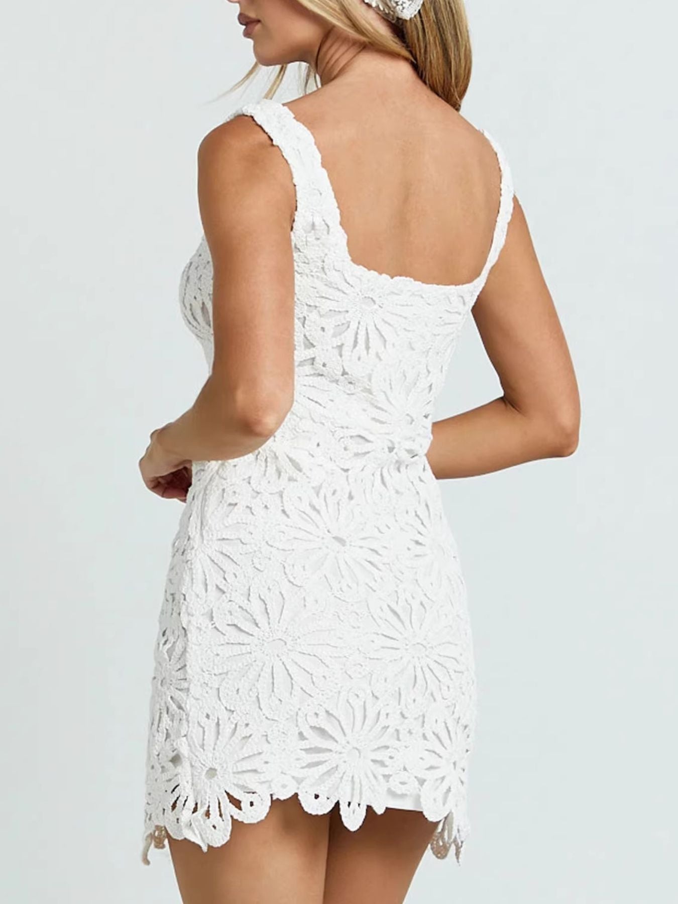 Hazel Blues® |  Crochet Wide Strap Mini Dress