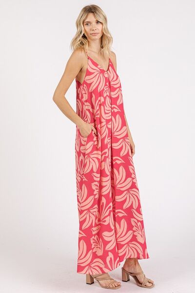Hazel Blues® |  Mittoshop Printed V-Neck Maxi Cami Dress with Pockets