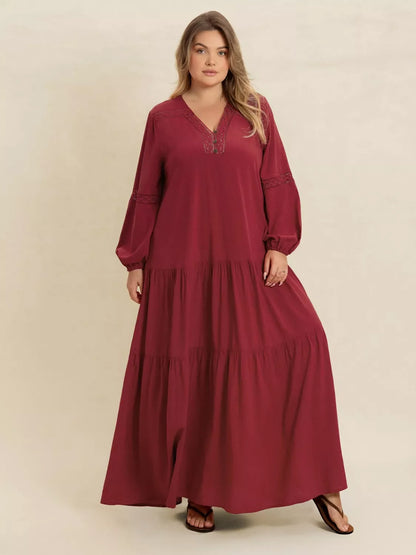 Hazel Blues® | Bohemian Tiered Maxi Dress with Balloon Sleeves