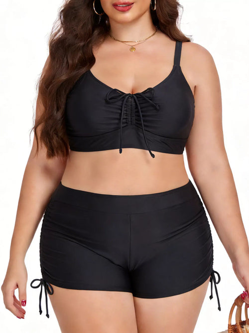 Hazel Blues® | Ruched Drawstring Swim Set