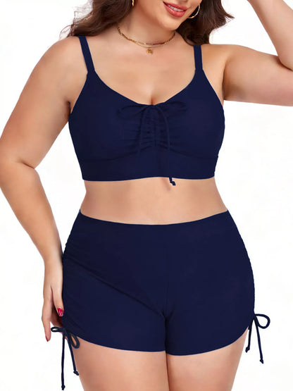 Hazel Blues® | Ruched Drawstring Swim Set