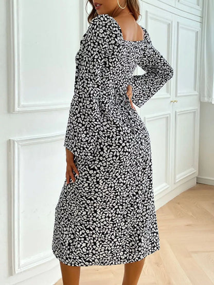 Hazel Blues® |  Printed Tie Flare Sleeve Midi Dress