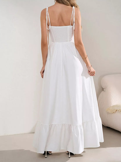 Hazel Blues® |  Sweetheart Neck Tie-Strap Ruffle Hem Maxi Dress