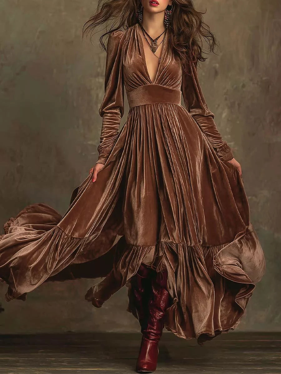 Hazel Blues® |  Ruffled Hem Long Sleeve Dress