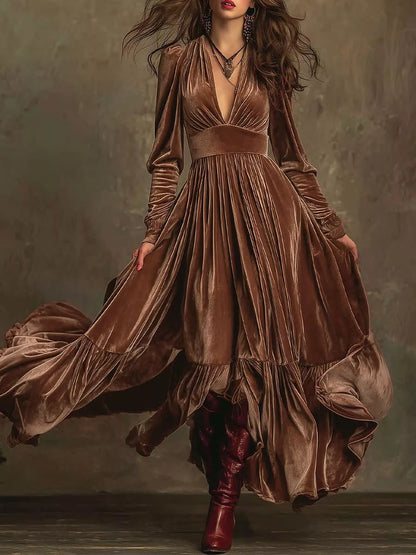 Hazel Blues® |  Ruffled Hem Long Sleeve Dress
