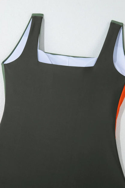 Hazel Blues® | Color Block Padded Square Neck One Piece Swimsuit