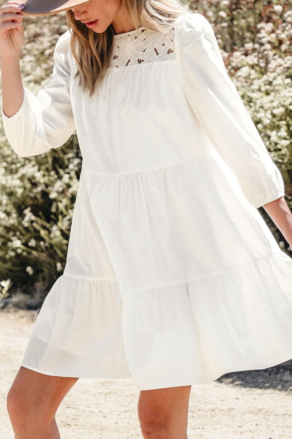 Hazel Blues® |  3/4 Sleeve Tiered Mini Dress
