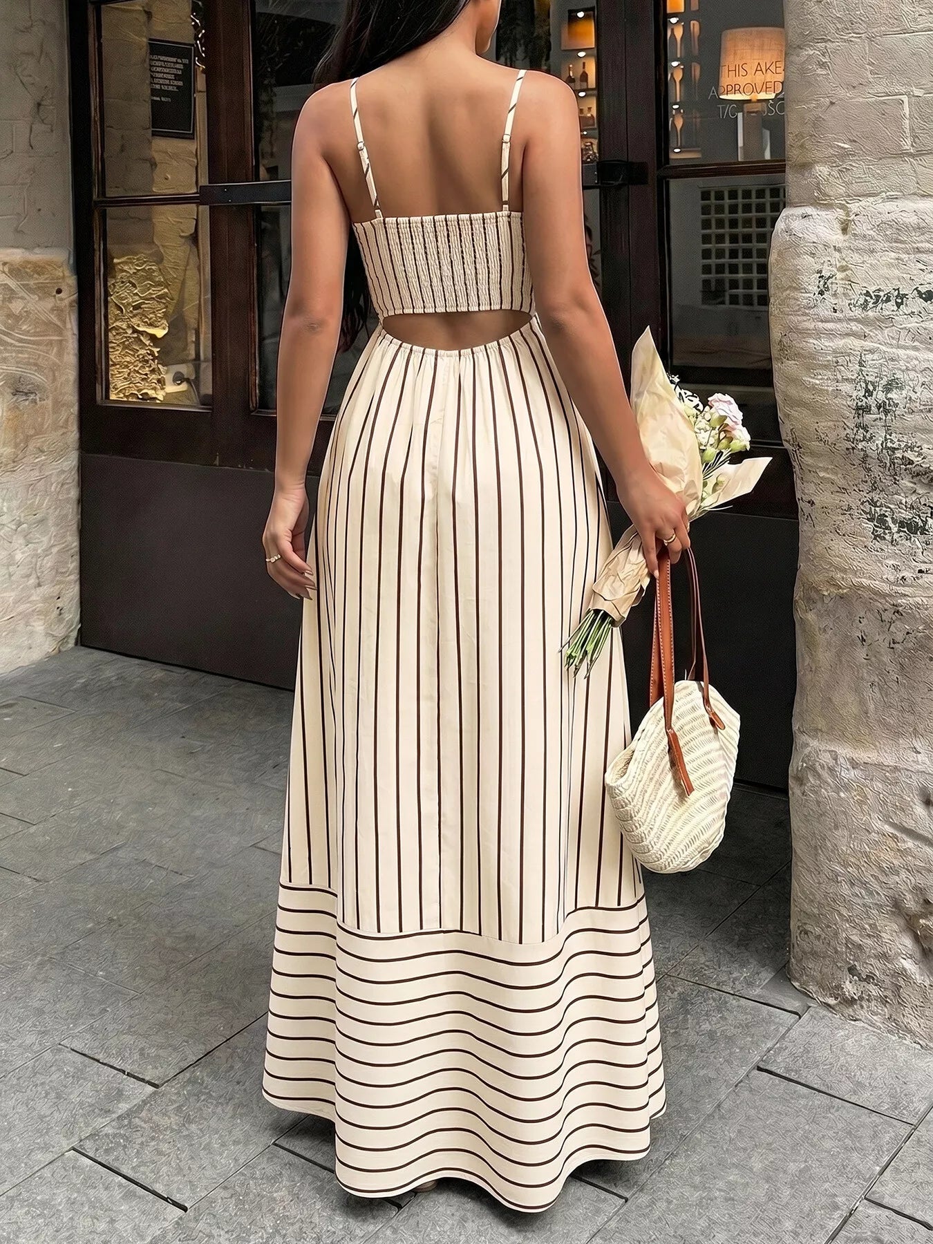 Hazel Blues® |  Striped Print Spaghetti Strap Maxi Dress