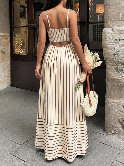 Hazel Blues® |  Striped Print Spaghetti Strap Maxi Dress