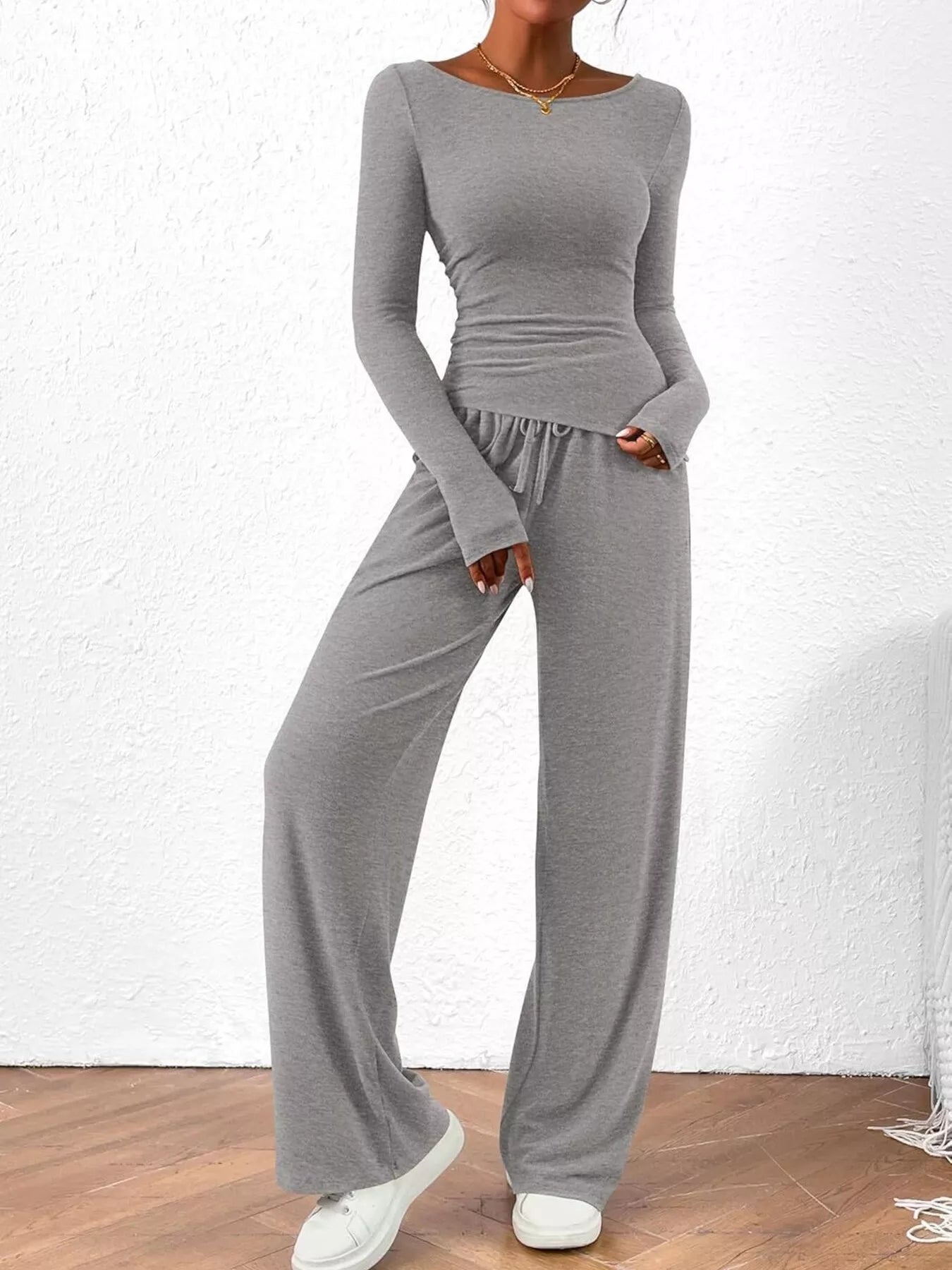 Hazel Blues® |  Long Sleeve Top and Wide Leg Pants Set