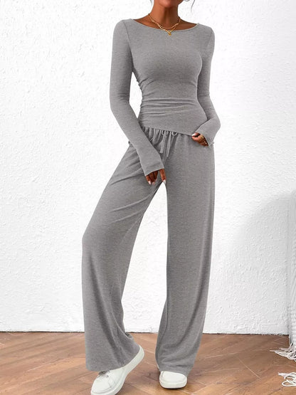 Hazel Blues® |  Long Sleeve Top and Wide Leg Pants Set