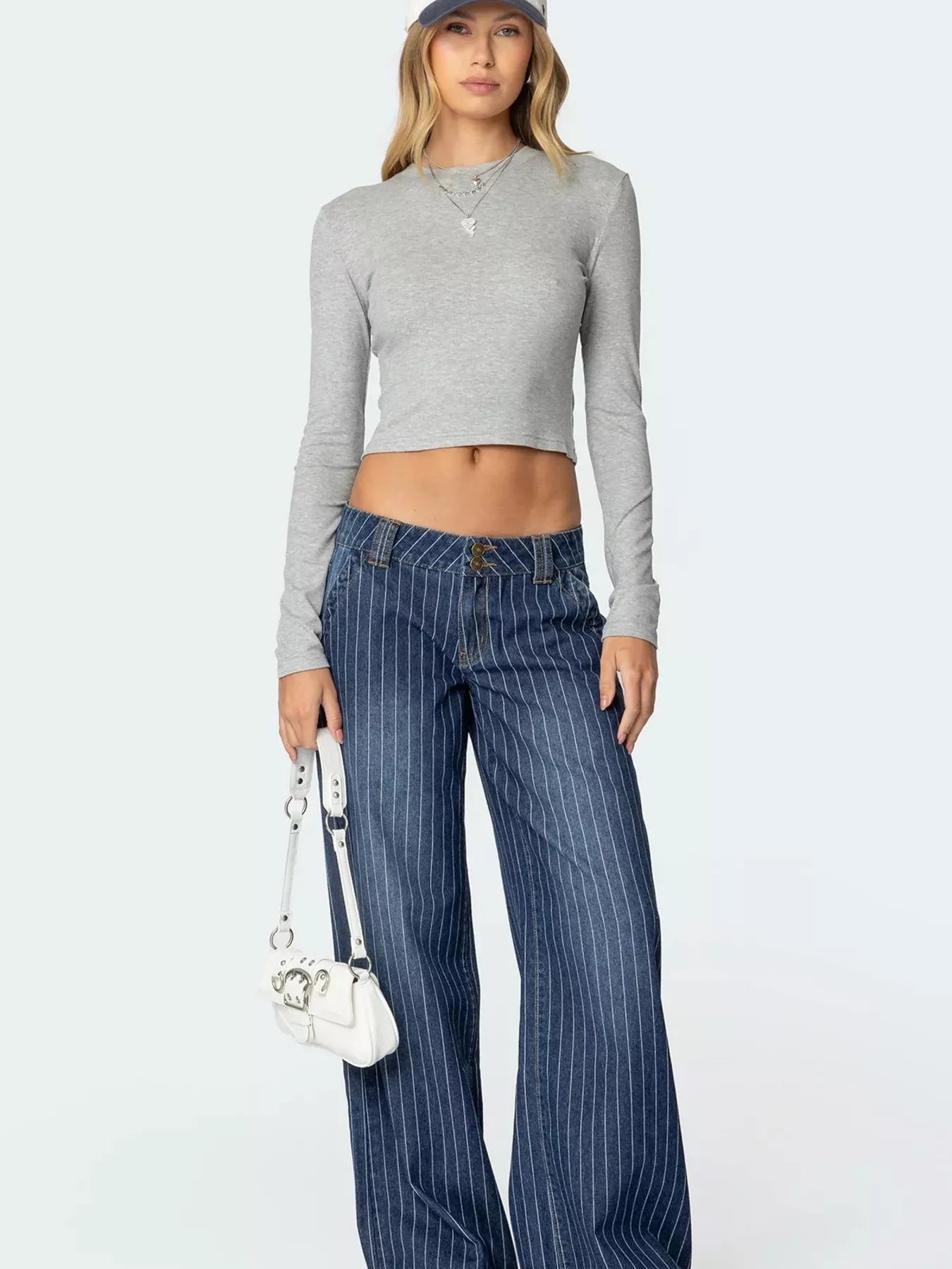 Hazel Blues® |  Striped Wide Leg Jeans