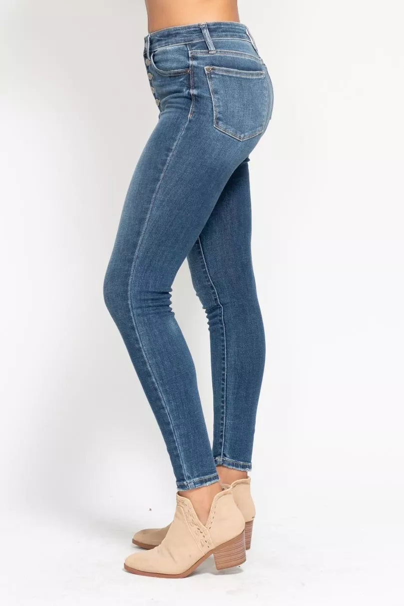 Hazel Blues® | Judy Blue High Rise Button Fly Skinny Jeans