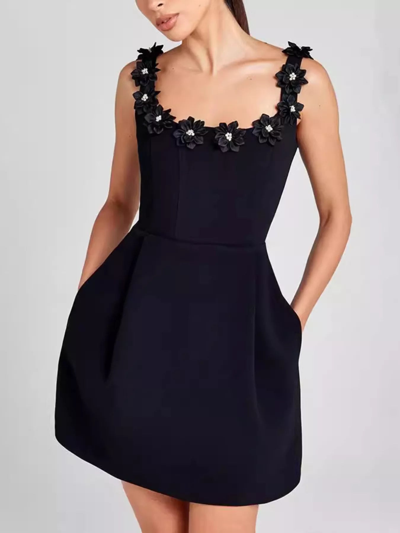 Hazel Blues® |  Floral Sleeveless Mini Dress with Pockets