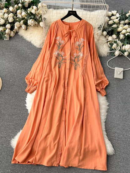 Hazel Blues® |  Floral Button Front Long Sleeve Dress