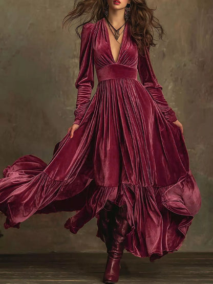 Hazel Blues® |  Ruffled Hem Long Sleeve Dress