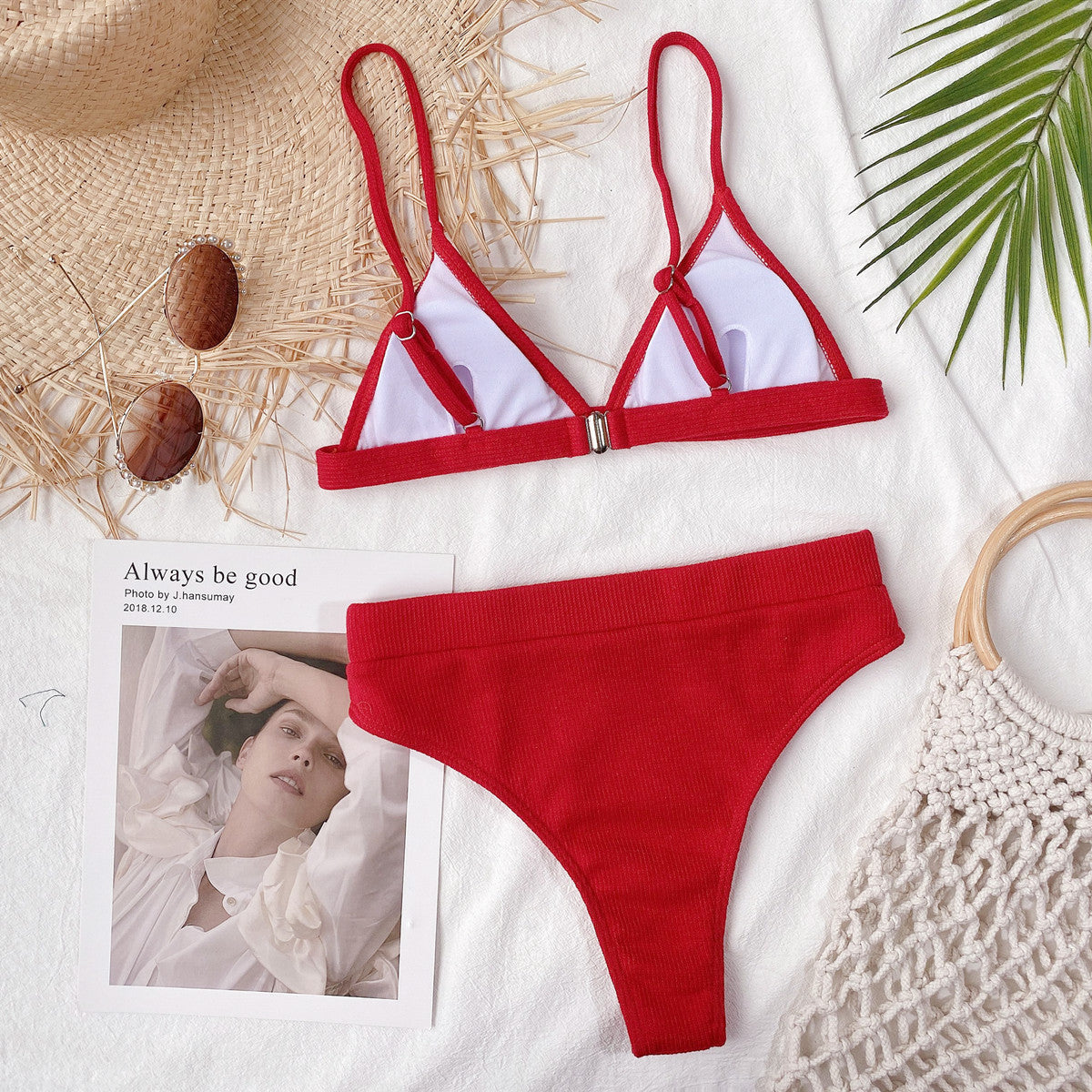 Hazel Blues® | Spaghetti Strap Ribbed Bikini Set