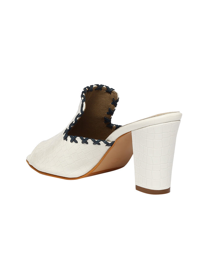 Amelia White Block Heels