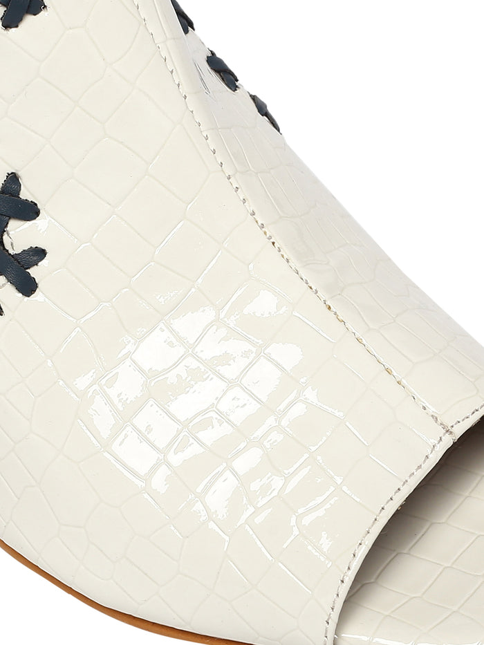 Amelia White Block Heels