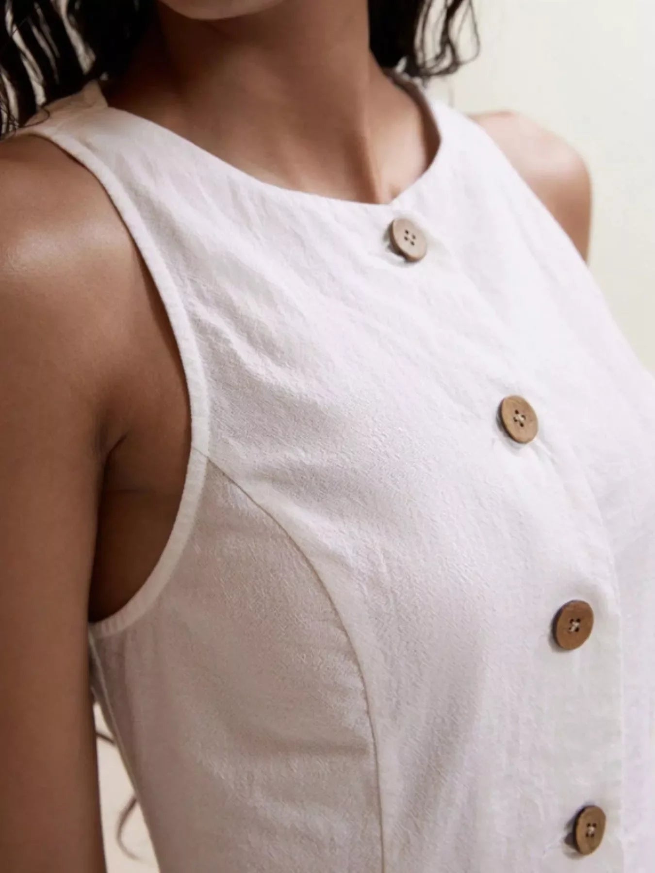 Hazel Blues® |  Button-Down Sleeveless Top and Shorts Set