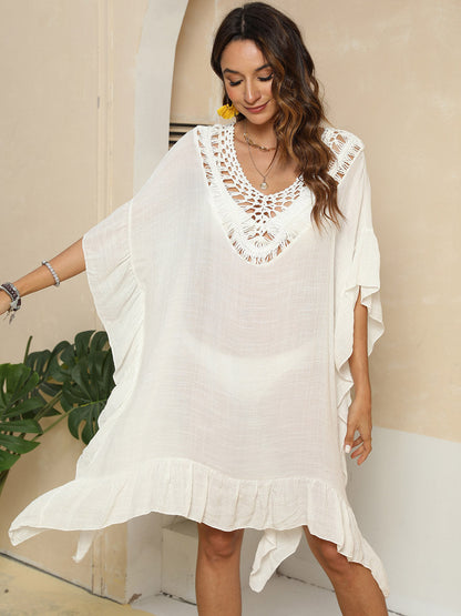 Hazel Blues® | Cutout Ruffled Half Sleeve Cover-Up