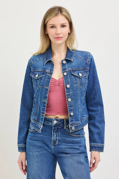 Hazel Blues® |  RISEN Basic Fitted Button Down Denim Jacket